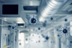Airborne contaminants propagating in indoor environment.