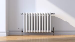 White radiator against a simple wall.