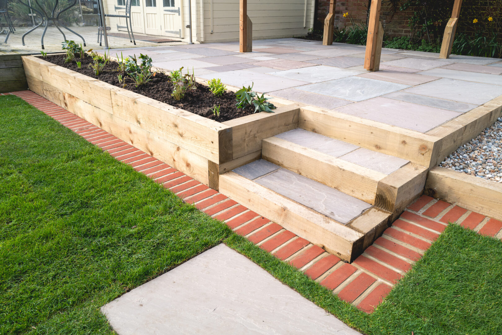 flower bed by patio