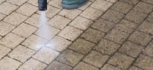 pressure washing the ground